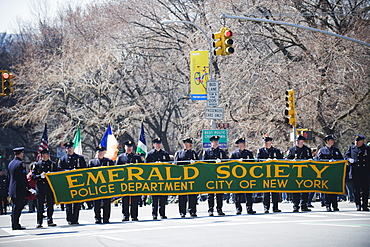 Emerald Society Police Department, St. Patricks Day celebrations, 5th Avenue, Manhattan, New York, United States of America, North America