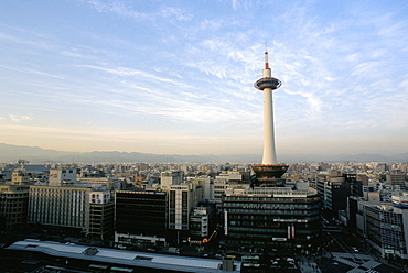 Kyoto tower and city skyline, Kyoto, Japan, Asia