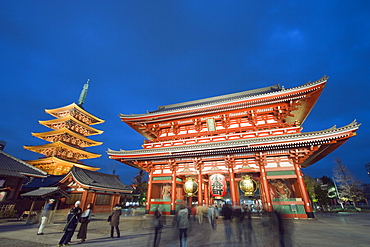 Sensoji temple illuminated at night, Asakusa, Tokyo, Japan, Asia