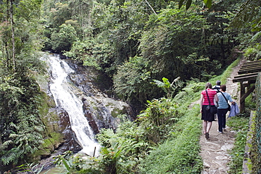 Tourists at Robinson Falls, Cameron Highlands, Perak state, Malaysia, Southeast Asia, Asia