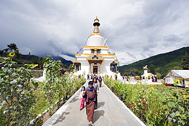 Pilgrims at the National Memorial Chorten, Thimphu, Bhutan, Asia