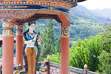 Statue at a water fountain, Khamsum Yuelley Namgyal Chorten built in 1999, Punakha, Bhutan, Asia