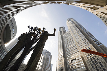 Statue in front of the Tokyo Metropolitan Government Building, Shinjuku, Tokyo, Japan, Asia