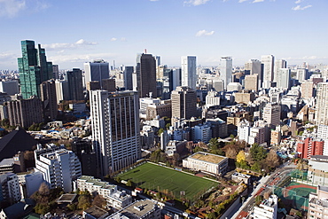 Central Tokyo city skyline view from Tokyo Tower, Tokyo, Japan, Asia