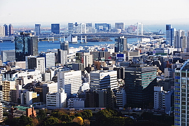 Odaiba and Tokyo Bay skyline view from Tokyo Tower, Tokyo, Japan, Asia