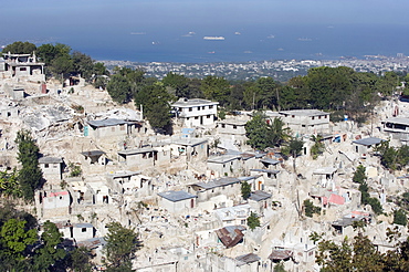 January 2010 earthquake damage in the slums, Port au Prince, Haiti, West Indies, Caribbean, Central America