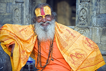 Sadhu (Holy Man) at Hindu pilgrimage site, Pashupatinath, Kathmandu, Nepal, Asia