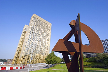 Modern art, Court of Justice of the EC, architecture of the EU district on Kirchberg Plateau, Luxembourg City, Grand Duchy of Luxembourg, Europe