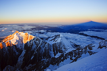 Sunrise, shadow of Mont Blanc, Mont Blanc range, Chamonix, French Alps, France, Europe