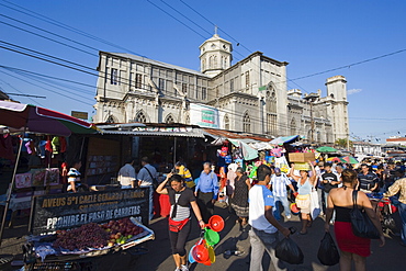 Street market outside a church, San Salvador, El Salvador, Central America