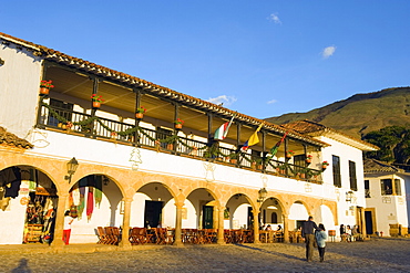 Plaza Mayor, largest public square in Colombia, colonial town of Villa de Leyva, Colombia, South America