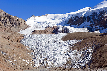 Glacier near Plaza de Mulas basecamp, Aconcagua Provincial Park, Andes mountains, Argentina, South America