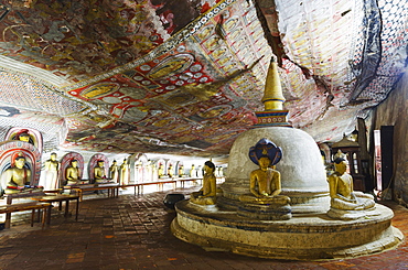 Buddha statues in Cave 2, Cave Temples, UNESCO World Heritage Site, Dambulla, North Central Province, Sri Lanka, Asia