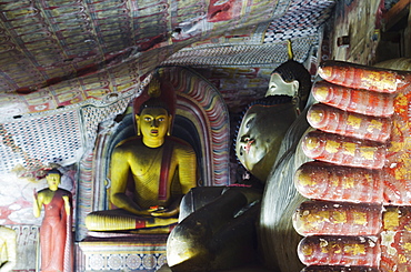 Buddha statues in Cave 2, Cave Temples, UNESCO World Heritage Site, Dambulla, North Central Province, Sri Lanka, Asia