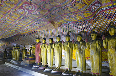 Buddha statues in Cave 2, Cave Temples, UNESCO World Heritage Site, Dambulla, North Central Province, Sri Lanka, Asia