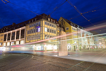 Tram in old town Freiburg, Baden-Wurttemberg, Germany, Europe