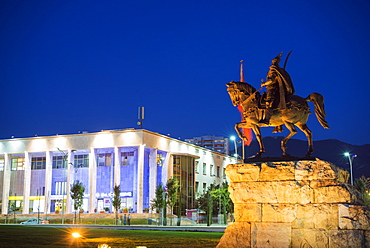 Equestrian statue of Skanderbeg, Tirana, Albania, Europe 