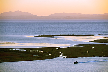 Butrint and Corfu Island in distance, Albania, Mediterranean, Europe 