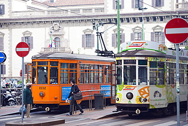 City tram, Milan, Lombardy, Italy, Europe 