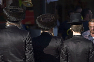 Jewish men in traditional clothes, Old Walled City, Jerusalem, Israel, Middle East