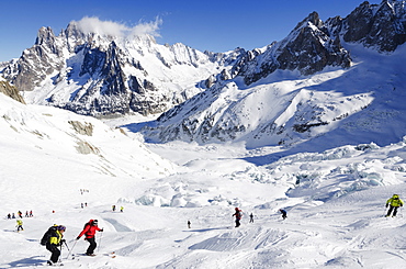 Vallee Blanche off piste ski area, Chamonix, Haute-Savoie, French Alps, France, Europe 