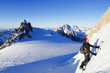 Ice climbing on Mont Blanc, Chamonix, Haute-Savoie, French Alps, France, Europe 