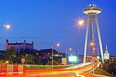 Novy Most Bridge and UFO viewing platform, Bratislava, Slovakia, Europe