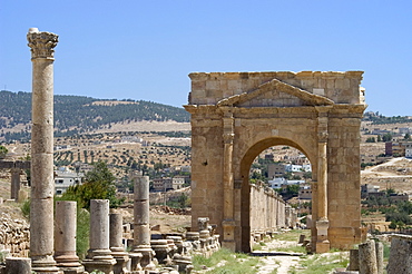 North gate, Roman city, Jerash, Jordan, Middle East