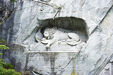 Lion Monument by Lucas Ahorn for Swiss soldiers who died in the French Revolution, Lucerne, Switzerland, Europe