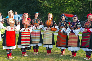 Performers from Serbia in traditional costume, International Festival of Mountain Folklore, Zakopane, Carpathian Mountains, Poland, Europe