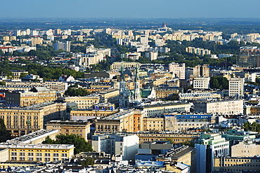 City view from Palace of Culture and Science, Warsaw, Poland, Europe 