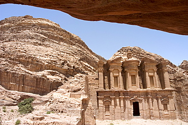 Cave view of the Monastery, Petra, UNESCO World Heritage Site, Wadi Musa (Mousa), Jordan, Middle East