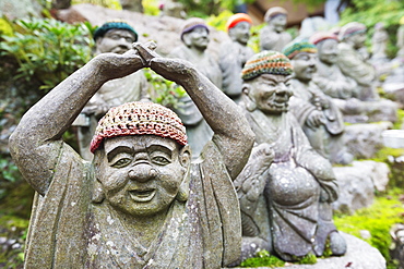 Statues in Daisho-in Buddhist temple, Miyajima Island, Hiroshima Prefecture, Honshu, Japan, Asia