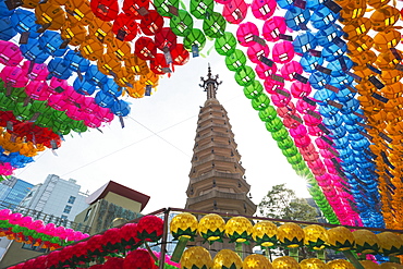 Lantern decorations for Festival of Lights, Jogyesa Buddhist Temple, Seoul, South Korea, Asia