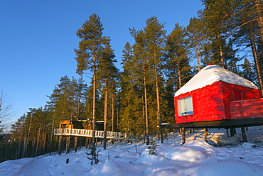 The Blue Cone room, The Tree Hotel, Lapland, Arctic Circle, Sweden, Scandinavia, Europe