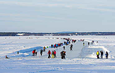 Frozen lake, Lulea, Lapland, Arctic Circle, Sweden, Scandinavia, Europe