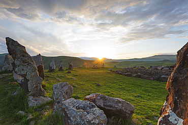 Karahunj Zorats Karer, prehistoric archaeological stonehenge site, Syunik Province, Armenia, Caucasus, Central Asia, Asia