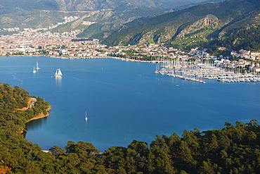 Boats in harbour, Fethiye, Aegean Turquoise coast, Mediterranean region, Anatolia, Turkey, Asia Minor, Eurasia