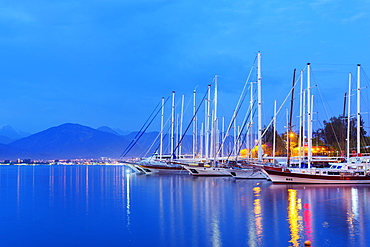 Boats in harbour, Fethiye, The Aegean Turquoise coast, Mediterranean region, Anatolia, Turkey, Asia Minor, Eurasia