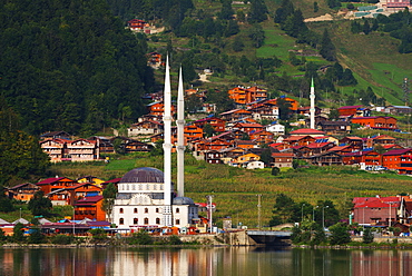 Lakeside mosque, Uzungol alpine resort, Black Sea Coast area, Trabzon Province, Anatolia, Turkey, Asia Minor, Eurasia