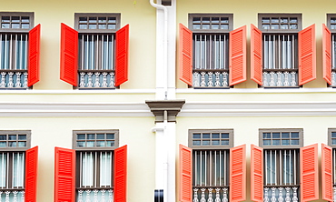 Shutters on colonial building, Singapore, Southeast Asia, Asia