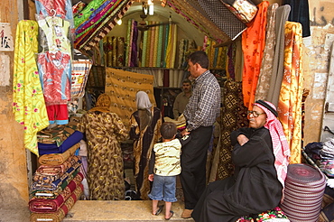 Fabric store, market souq area, Aleppo (Haleb), Syria, Middle East