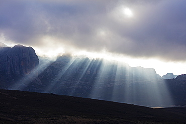 Sunrays breaking through cloud, Andringitra National Park, Ambalavao, central area, Madagascar, Africa