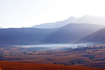 Early morning mist, Tsaranoro Valley, Ambalavao, central area, Madagascar, Africa