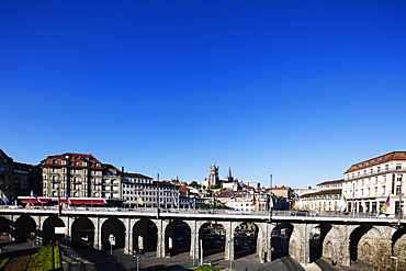 City centre viaduct, Lausanne, Vaud, Switzerland, Europe