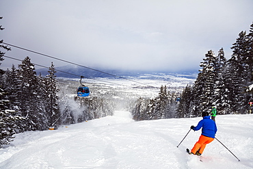 Piste skiers, Bansko resort, Bulgaria, Europe