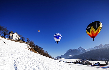 International hot air balloon festival, Chateau-d'Oex, Vaud, Swiss Alps, Switzerland, Europe