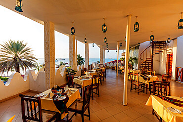 Dining room of The Seyyida Hotel and Spa, Stone Town, Island of Zanzibar, Tanzania, East Africa, Africa