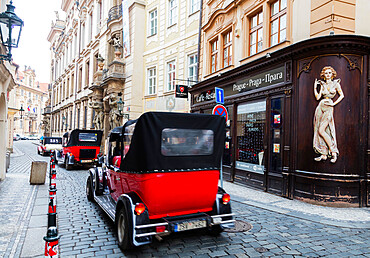 Classic cars in the old town, Prague, Czech Republic, Europe