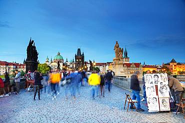 The 14th century Charles Bridge, Prague, UNESCO World Heritage Site, Bohemia, Czech Republic, Europe